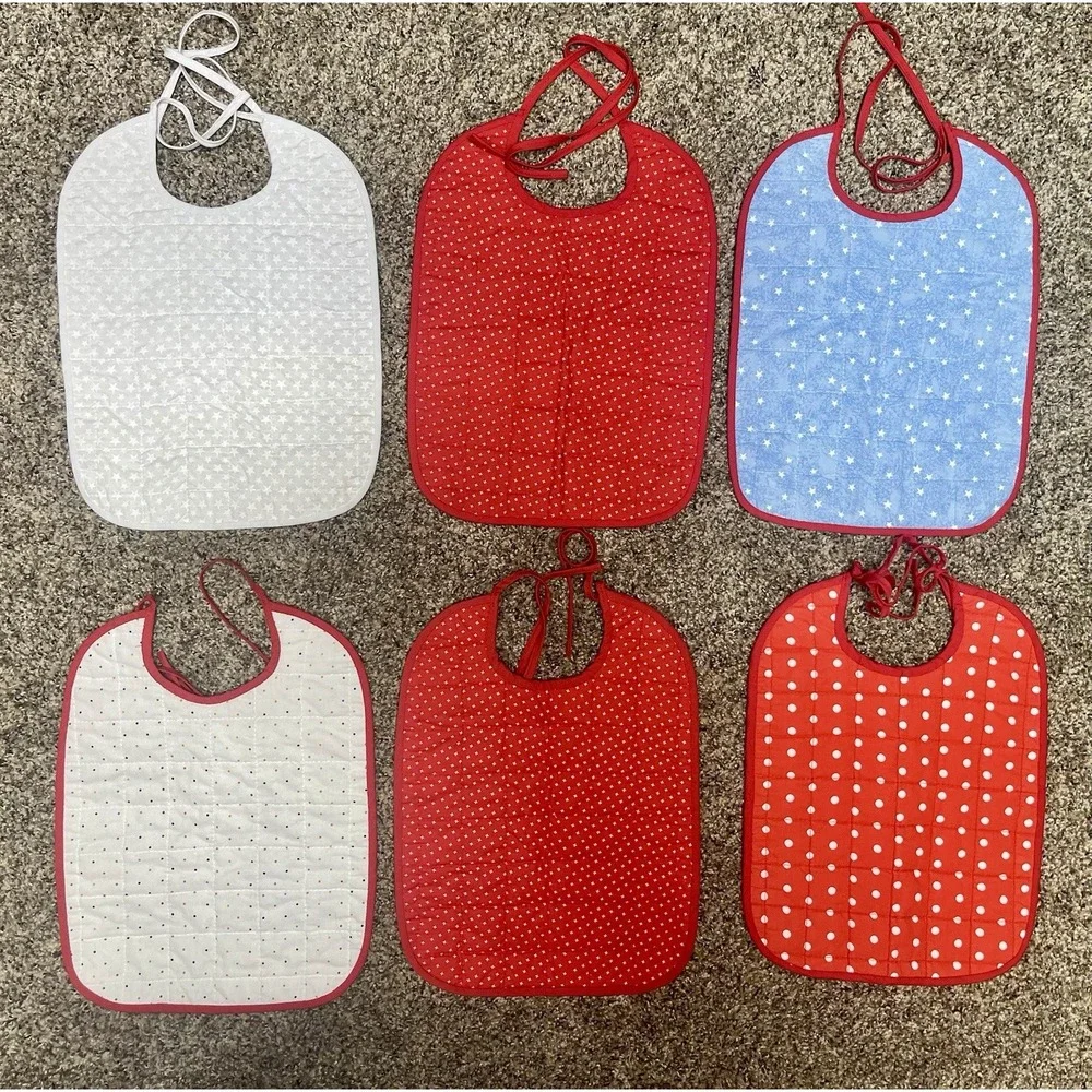 Lot Of 6 Quilted Handmade Bibs Dog Theme Large Size‎ 12